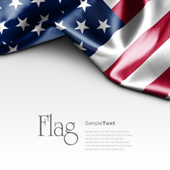 Wall Mural - Flag of United States on white background. Sample text.