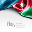 Flag of Azerbaijan on white background. Sample text.