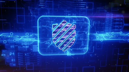 Abstract animation of network protection concept in digital cyberspace