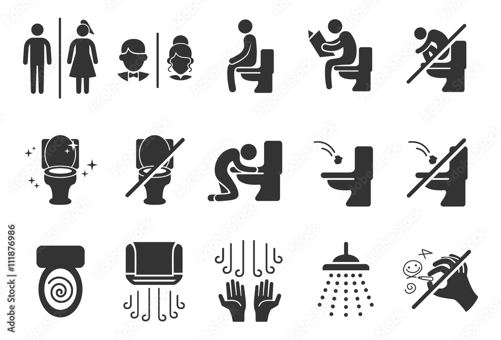 Toilet Public Sign Symbol Icon Pictogram - obrazy, fototapety, plakaty 