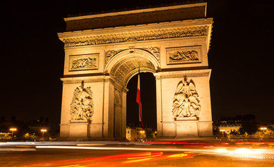 The Triumphal Arch at night , Paris, France.