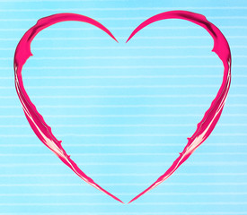 Sticker - Red heart made of paint splash on blue background