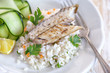 Grilled fish fillet with rice