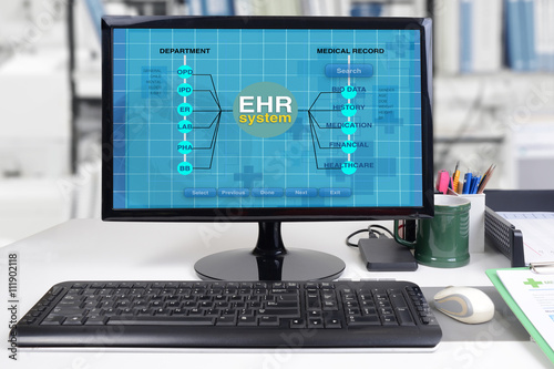 Plakat EHR lub elektroniczny system kart zdrowia.