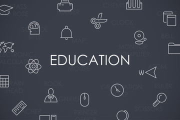 Poster - Education Thin Line Icons