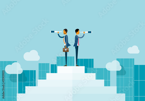 two business man looking business opportunities. плакат