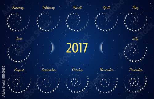 Vector Astrological Spiral Calendar For 2017 Moon Phase Calendar In
