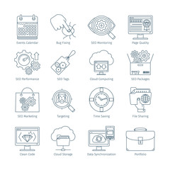 Poster - Modern SEO Thin Line Icons 2