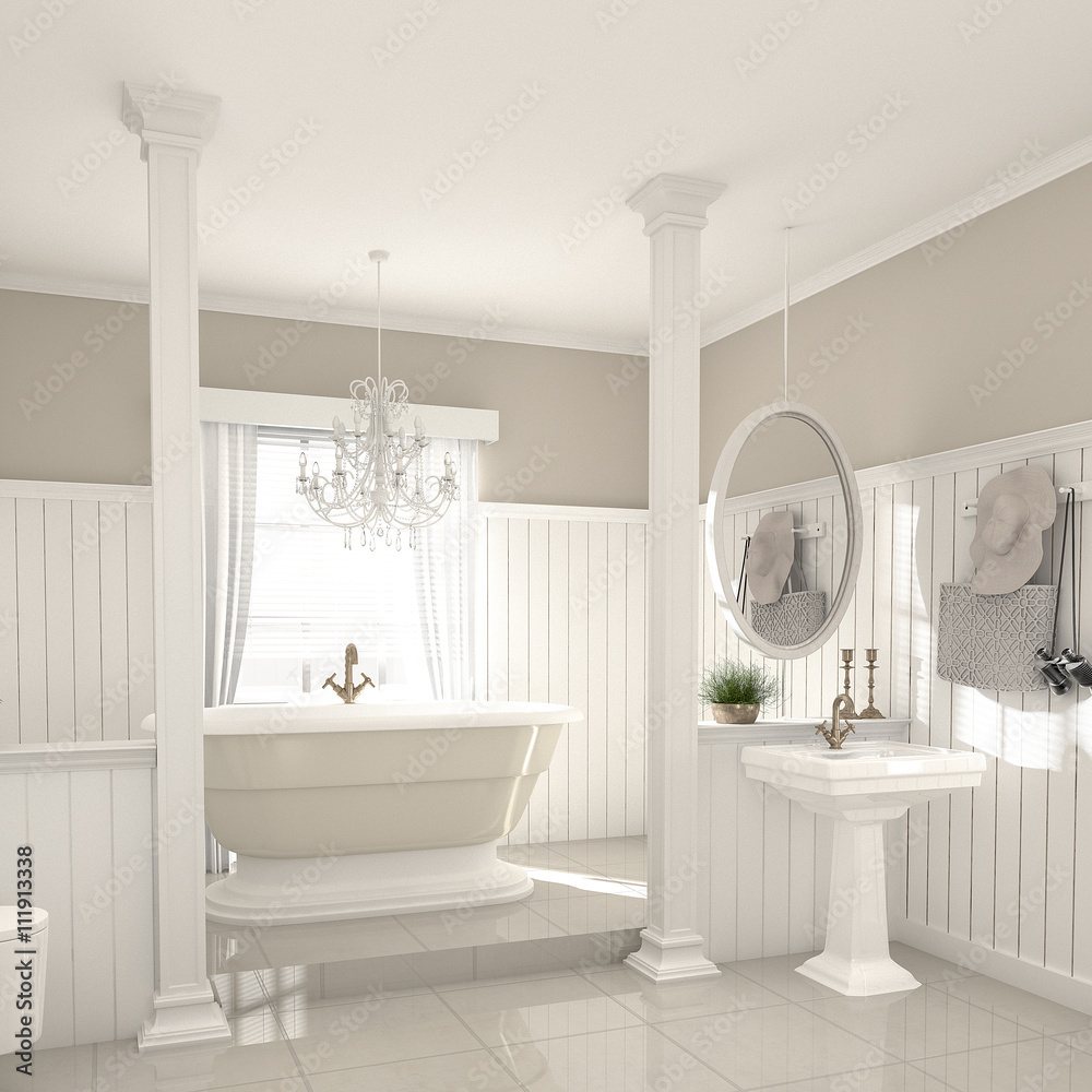 stock-illustration „bad badezimmer nostalgisch landhausstil