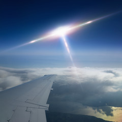 Wall Mural - ufo flies near airplane