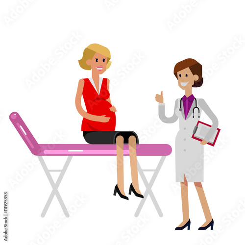 Fotografie, Obraz Happy pregnant woman having a doctor visit
