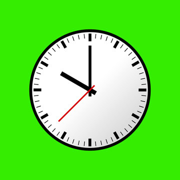 Clock icon, Vector illustration, flat design. Easy to use and edit. EPS10. Green background.