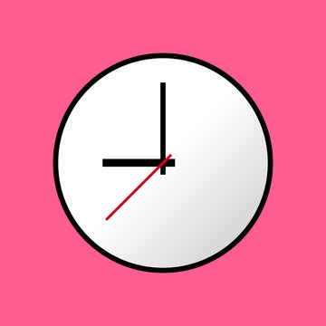 Clock icon, Vector illustration, flat design. Easy to use and edit. EPS10. Pink background.