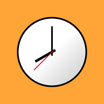 Clock icon, Vector illustration, flat design. Easy to use and edit. EPS10. Orange background.