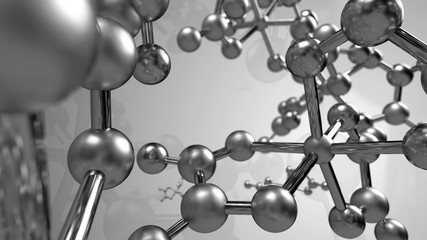Poster - abstract 3d rendering of metal molecule structure