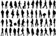 Set of 50 vector's silhouettes of people in action