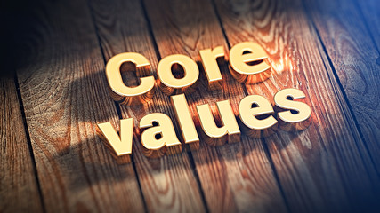 Wall Mural - Phrase Core values on wood planks