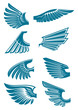 Blue open wings symbols for tattoo design