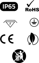 Symbols Of Electrical Safety And Environmental Protection In Vector.