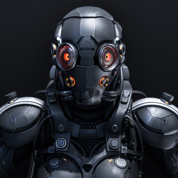3D rendering cyborg girl