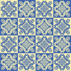 Naklejka na meble Hand drawing seamless pattern for tile in blue and yellow colors.