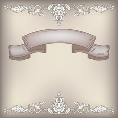 Wall Mural - Vintage ornament frame and ribbon