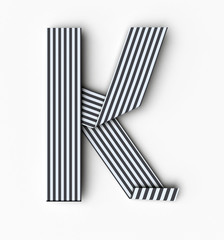 Fototapete - Origami paper font letter K. 3d rendering isolated on white background