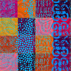 Poster - Vector seamless ethnic patchwork pattern
