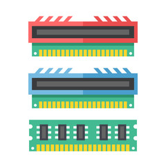 Poster - Vector random-access memory set. RAM memory sticks, computer data storage set. Vector illustration