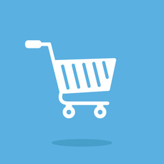 Poster - Vector shopping cart icon. White shopping cart icon