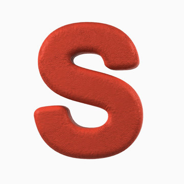 Plasticine Clay Font. S letter. 3d rendering isolated on white background