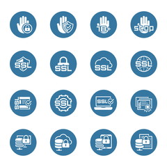 Sticker - Flat Design Security and Protection Icons Set.