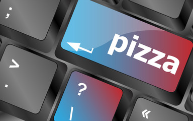Poster - Computer keyboard with blue pizza word on enter key, vector, keyboard key, keyboard button, vector keyboard