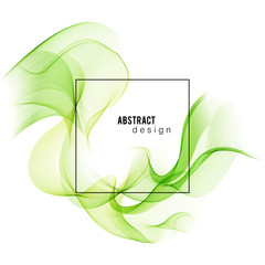 Poster - Green abstract color wave. Vector smoke lines.