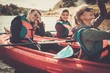 © Nejron Photo - Happy best friends having fun on a kayaks