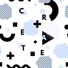 Fototapete - Geometric trendy 80s retro seamless pattern