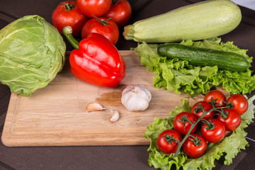 Wall Mural - Fresh vegetables on the table - garlic