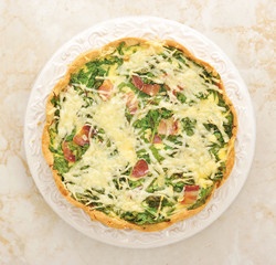 French quiche pie with egg, cheese and spinach