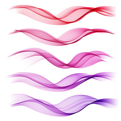 Poster - Set abstract color wave. Vector smoke lines.