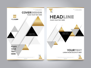 Wall Mural - Gold annual report design template vector. Brochure cover presentation abstract flat background. Leaflet layout. Corporate document.