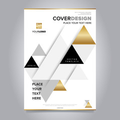 Wall Mural - Gold annual report design template vector. Brochure cover presentation abstract flat background. Leaflet layout. Corporate document.