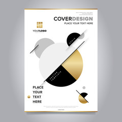 Wall Mural - Gold annual report design template vector. Brochure cover presentation abstract flat background. Leaflet layout. Corporate document.