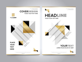 Wall Mural - Gold annual report design template vector. Brochure cover presentation abstract flat background. Leaflet layout. Corporate document.