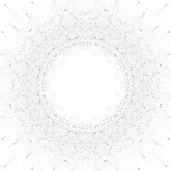 Poster - Graphic background molecule and communication. Connection line with dots. Geometric abstract composition for your design. Science, technology background. Vector illustration.
