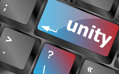 Poster - unity word on computer keyboard pc key vector, keyboard key, keyboard button, vector keyboard