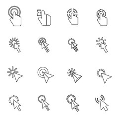 Poster - Mouse pointer icons set, thin line style