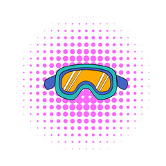 Wall Mural - Ski goggles icon, comics style