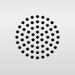 Poster - abstract audio speaker template, dynamic with perforated grill pattern and white background for desi