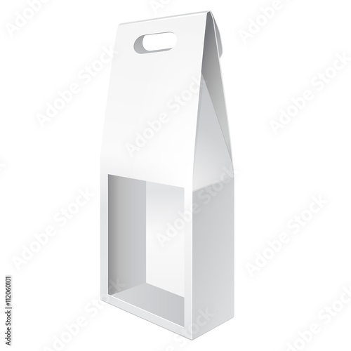 Foil Paper Food Bag Package With Window Of Coffee Sugar Pepper Spices Or Flour Folded Grayscale On White Background Isolated Mock Up Template Ready For Your Design Product Packing Vector Eps10