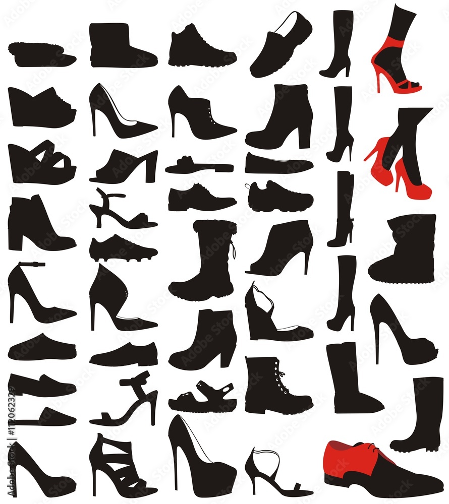  Shoe silhouettes - obrazy, fototapety, plakaty 